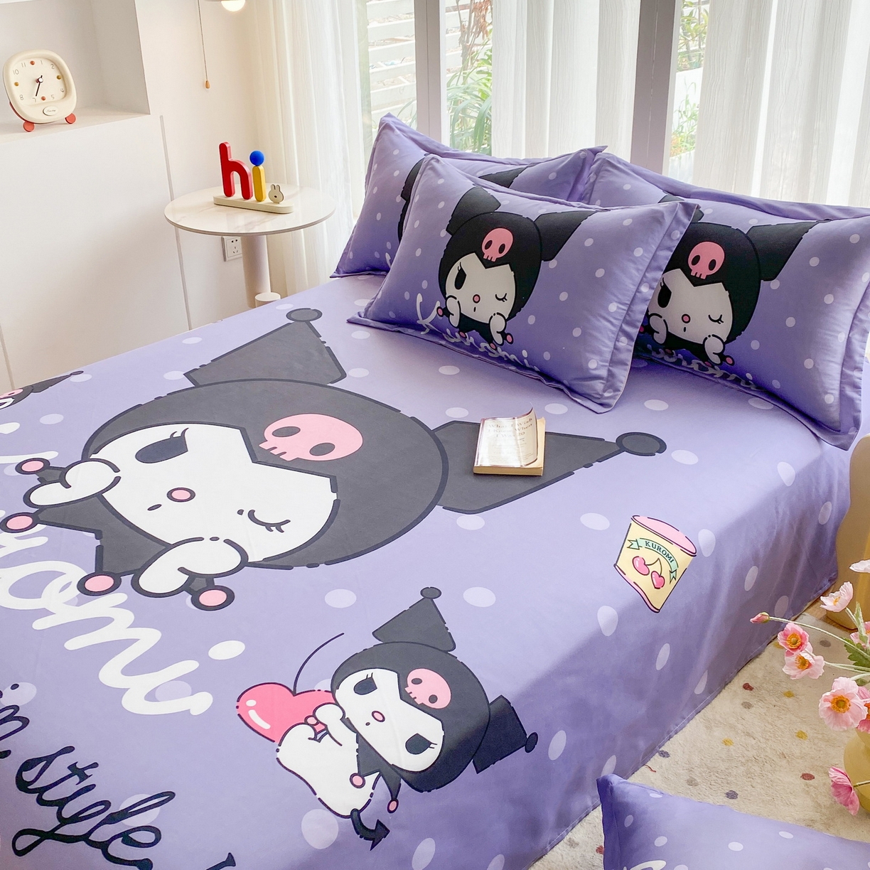 91家纺网 家纺一手货源 找家纺 一电 2025新款卡通床单单件被单学生宿舍被罩三件套单人儿童上下床床单-第四批 圆点库洛米