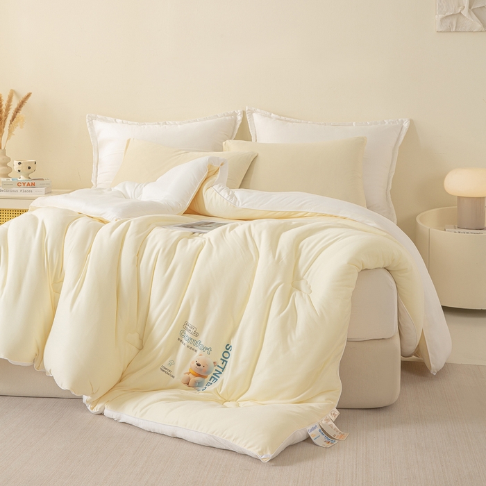 91家纺网 家纺一手货源 找家纺 （总）天瑜家纺 2025新款纯色牛奶丝针织冬被被子被芯