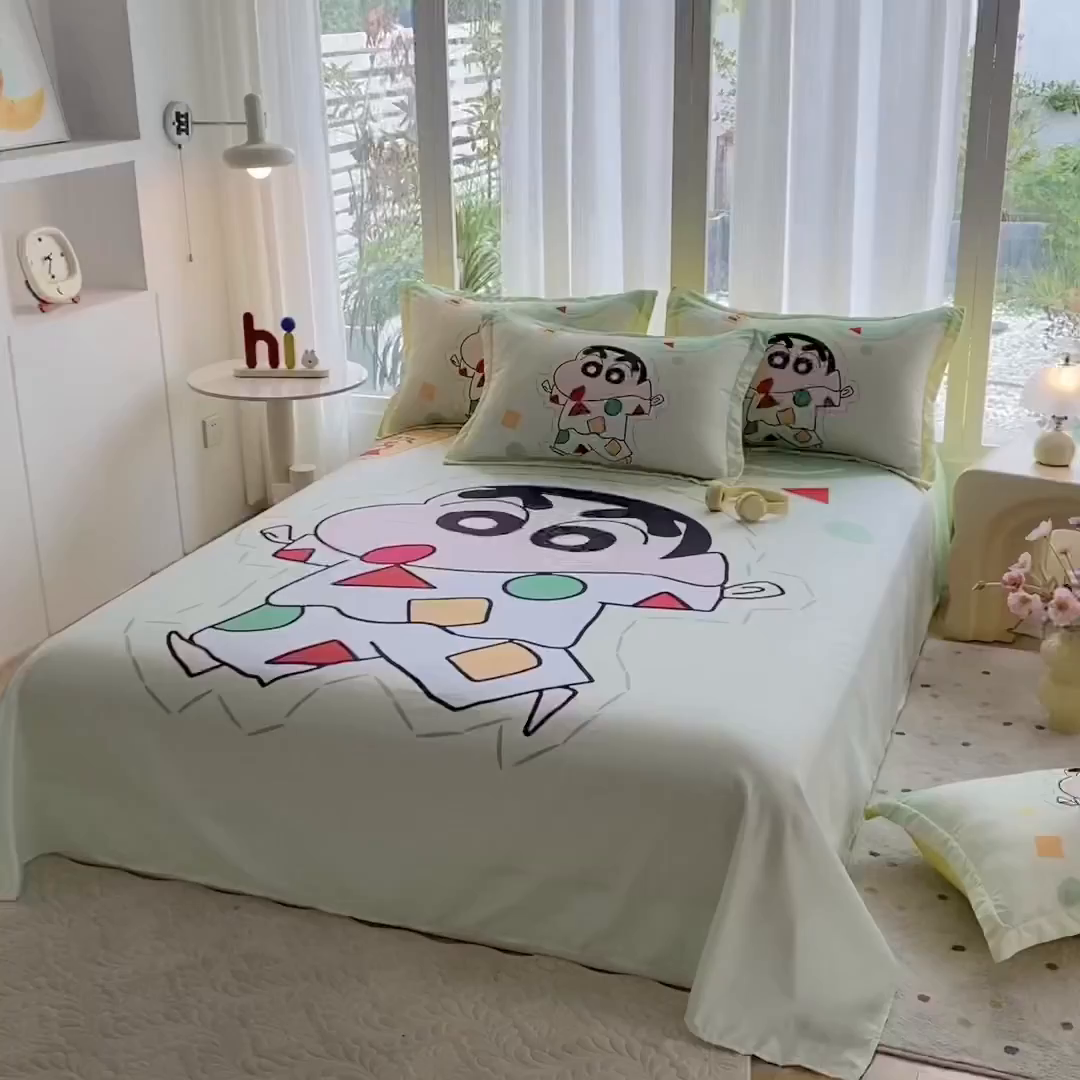 91家纺网 家纺一手货源 找家纺 一电 2025新款卡通床单单件被单学生宿舍被罩三件套单人儿童上下床床单-第四批 小新