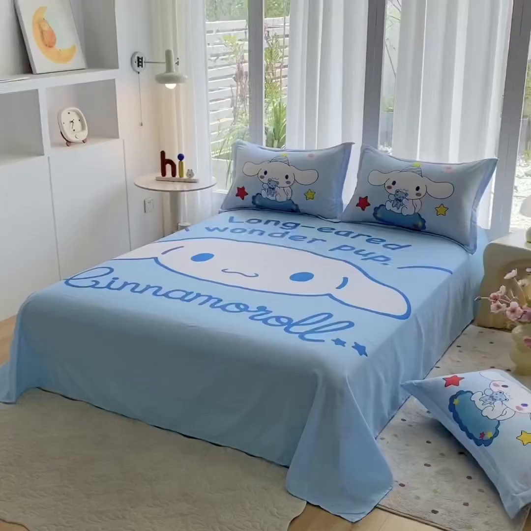 91家纺网 家纺一手货源 找家纺 一电 2025新款卡通床单单件被单学生宿舍被罩三件套单人儿童上下床床单-第四批 乖乖玉桂狗