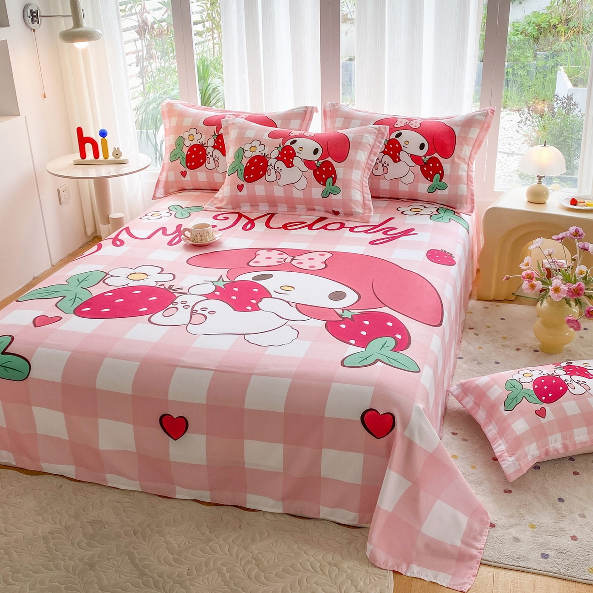 91家纺网 家纺一手货源 找家纺 一电 2025新款卡通床单单件被单学生宿舍被罩三件套单人儿童上下床床单-第四批 草莓美乐蒂