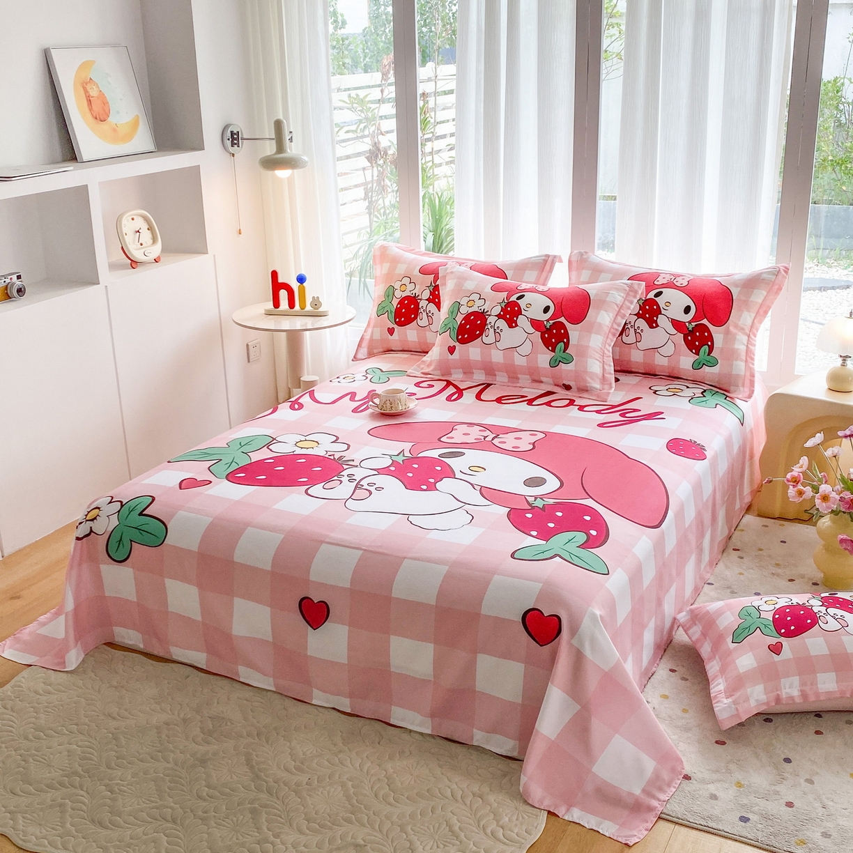 91家纺网 家纺一手货源 找家纺 一电 2025新款卡通床单单件被单学生宿舍被罩三件套单人儿童上下床床单-第四批 草莓美乐蒂