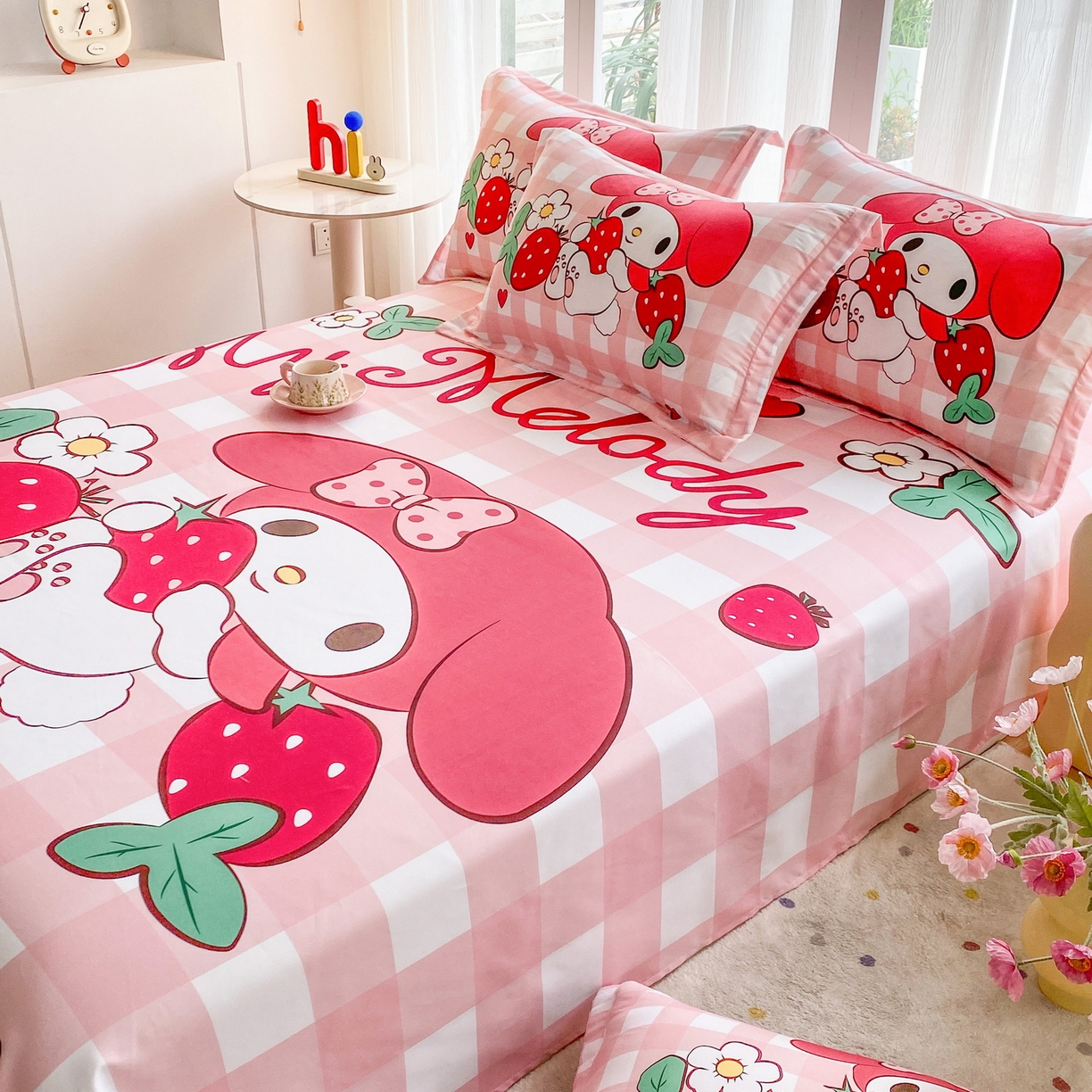 91家纺网 家纺一手货源 找家纺 一电 2025新款卡通床单单件被单学生宿舍被罩三件套单人儿童上下床床单-第四批 草莓美乐蒂