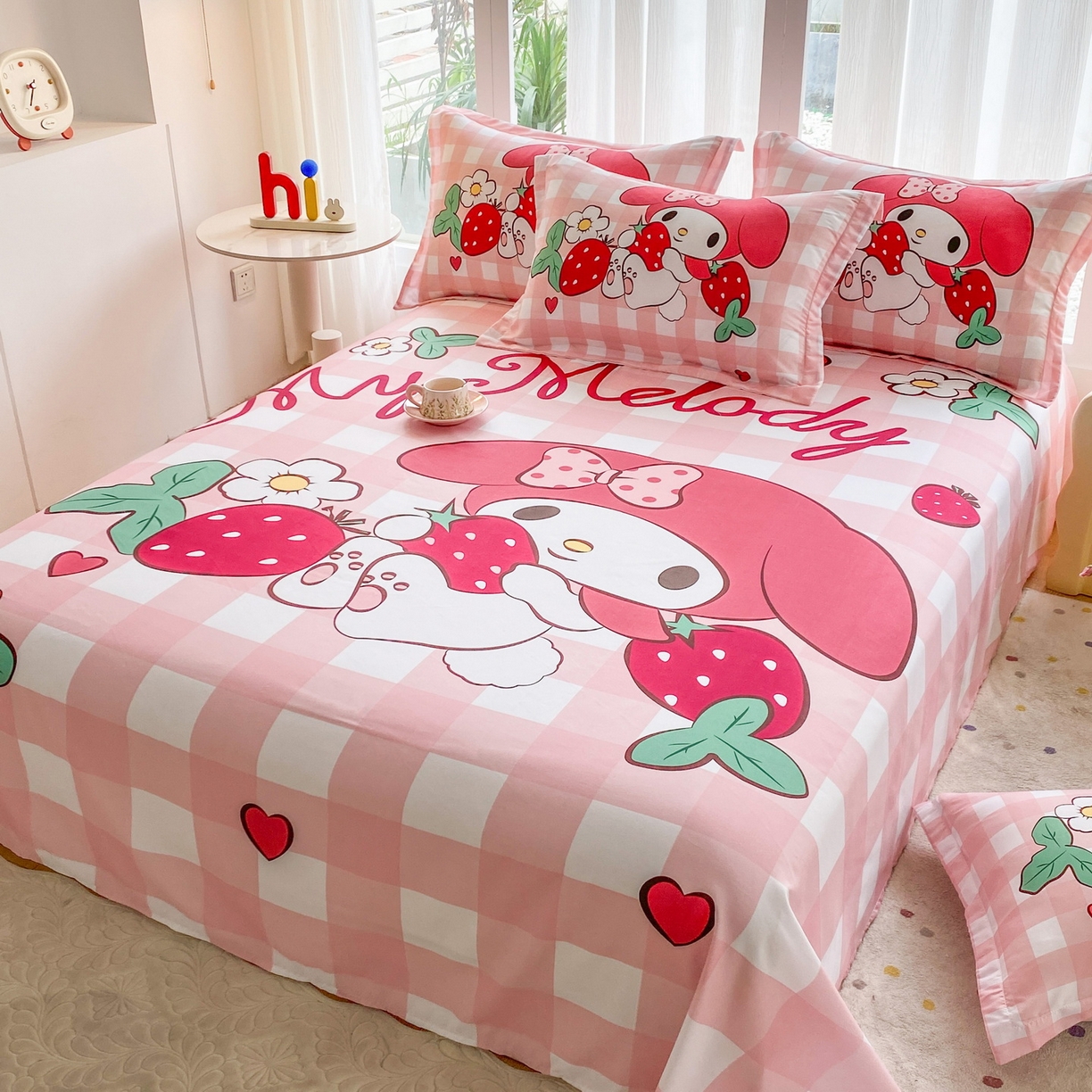 91家纺网 家纺一手货源 找家纺 一电 2025新款卡通床单单件被单学生宿舍被罩三件套单人儿童上下床床单-第四批 草莓美乐蒂