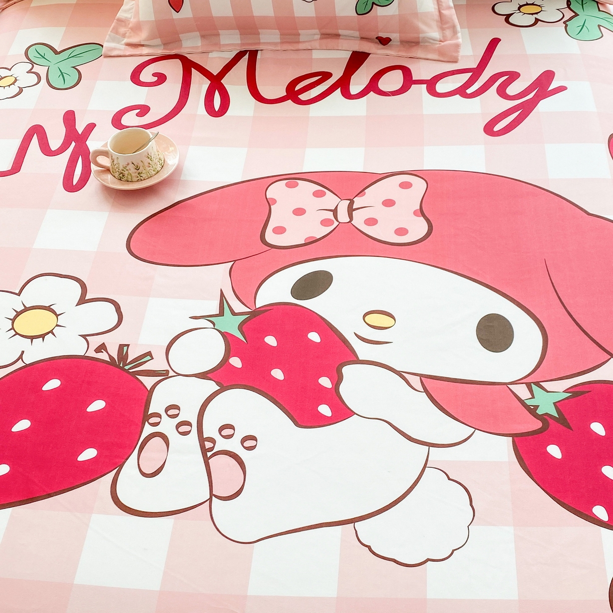 91家纺网 家纺一手货源 找家纺 一电 2025新款卡通床单单件被单学生宿舍被罩三件套单人儿童上下床床单-第四批 草莓美乐蒂