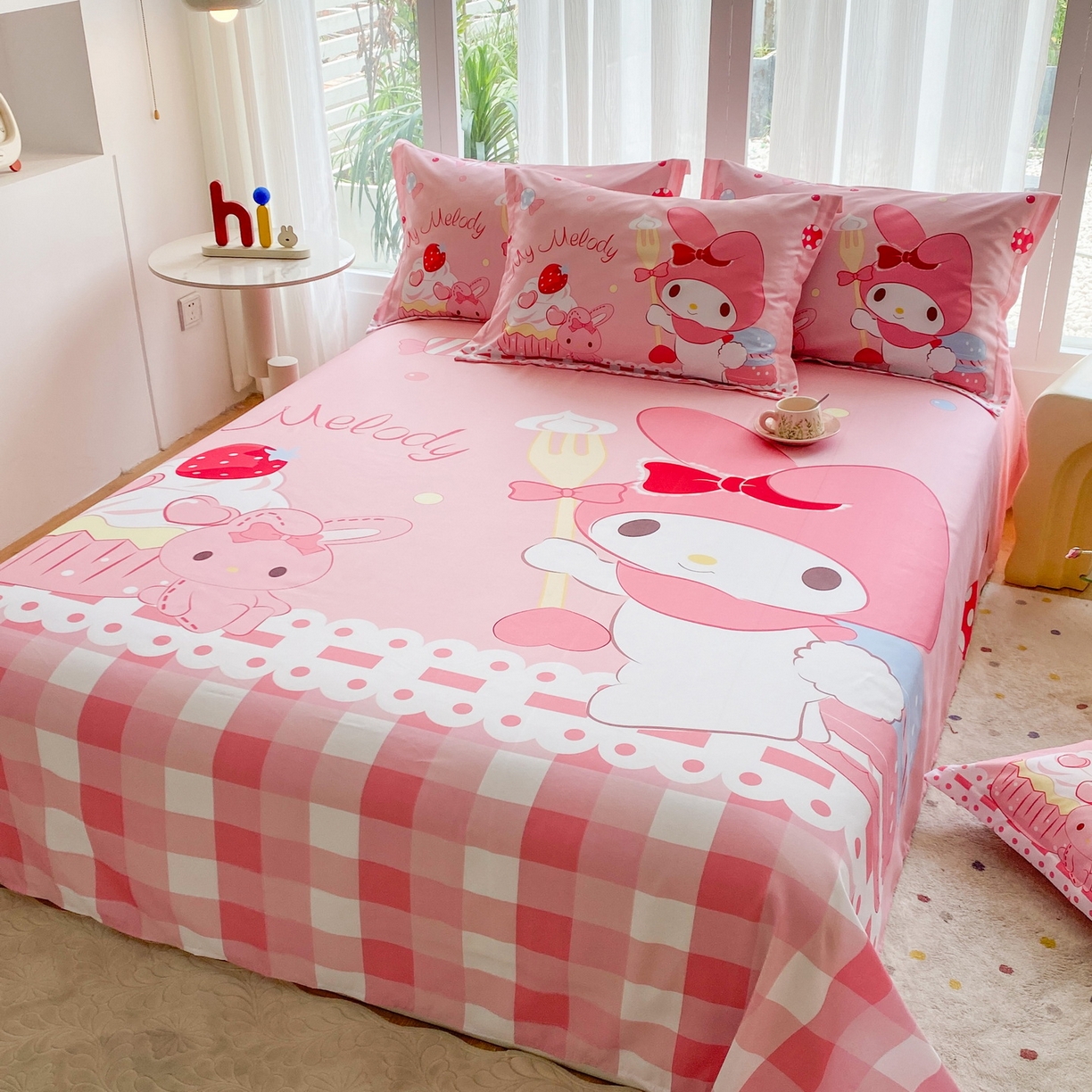 91家纺网 家纺一手货源 找家纺 一电 2025新款卡通床单单件被单学生宿舍被罩三件套单人儿童上下床床单-第四批 蛋糕美乐蒂