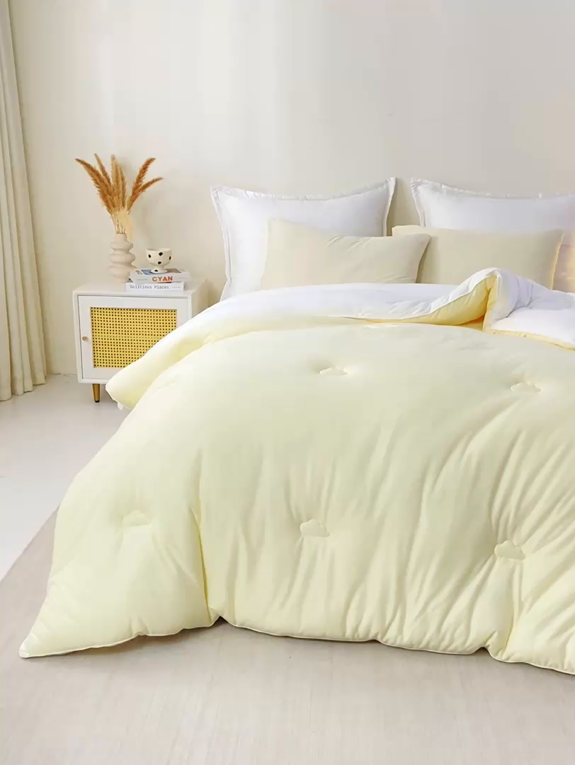 91家纺网 家纺一手货源 找家纺 （总）天瑜家纺 2025新款纯色牛奶丝针织冬被被子被芯