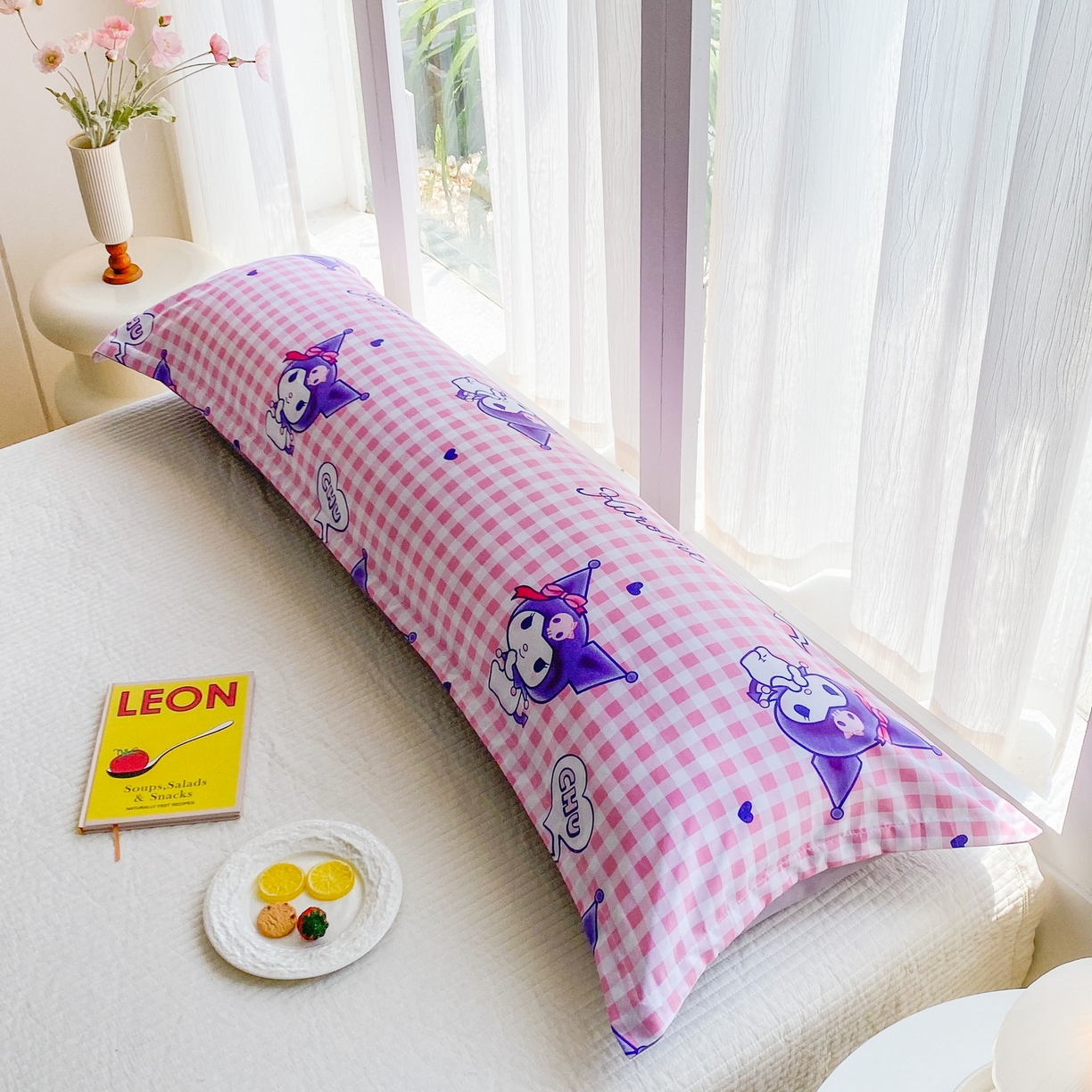 91家纺网 家纺一手货源 找家纺 一电 2025新款卡通A类水洗棉麻单人单层枕头套亲肤双人枕套 欢乐库洛米