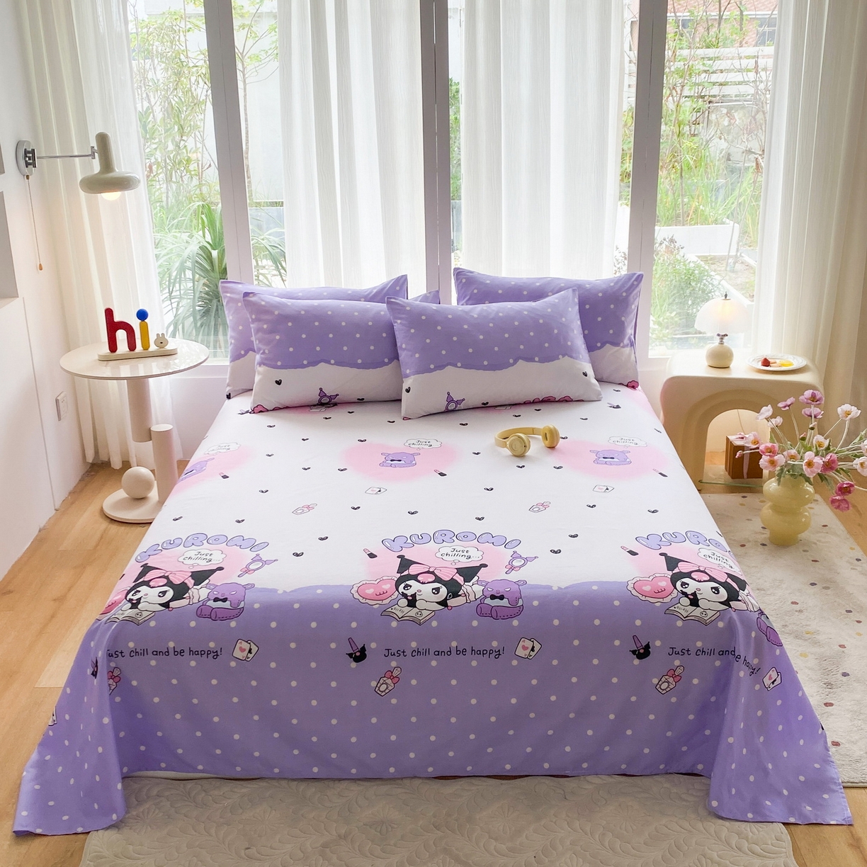 91家纺网 家纺一手货源 找家纺 一电 2025新款卡通床单单件被单学生宿舍被罩三件套单人儿童上下床床单-第五批 卡牌库洛米