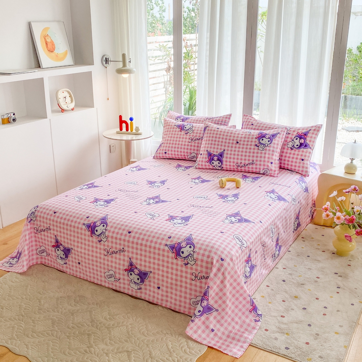 91家纺网 家纺一手货源 找家纺 一电 2025新款卡通床单单件被单学生宿舍被罩三件套单人儿童上下床床单-第五批 欢乐库洛米