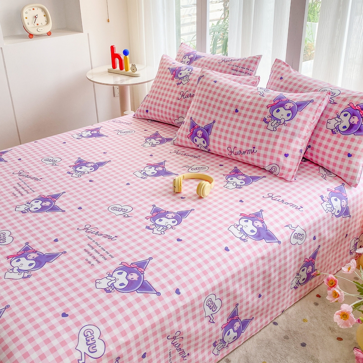 91家纺网 家纺一手货源 找家纺 一电 2025新款卡通床单单件被单学生宿舍被罩三件套单人儿童上下床床单-第五批 欢乐库洛米