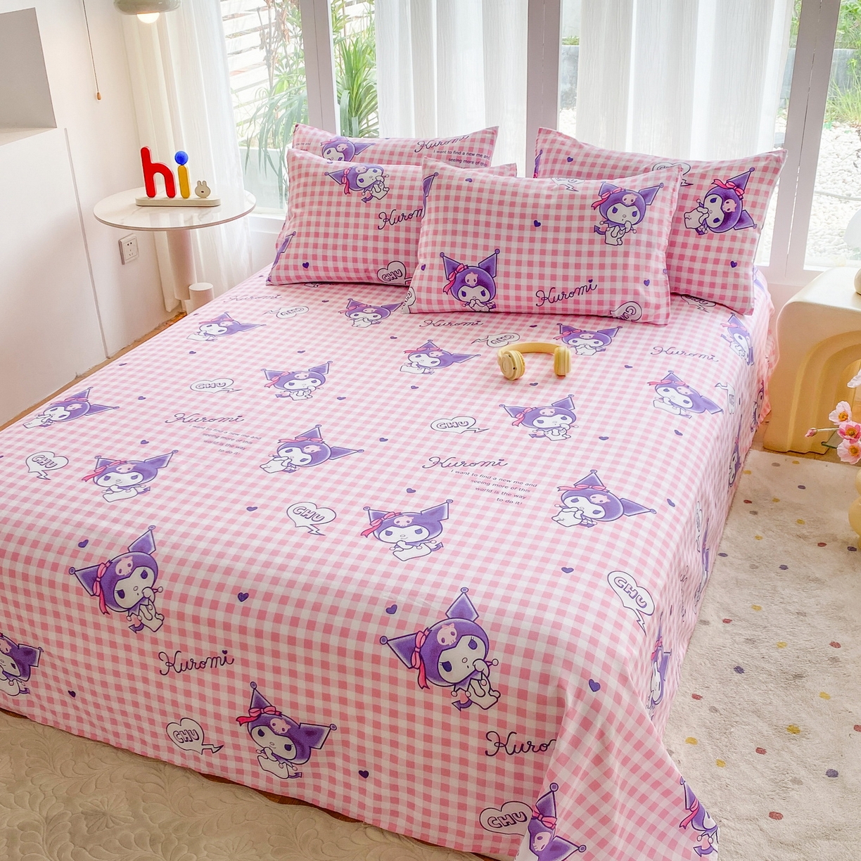 91家纺网 家纺一手货源 找家纺 一电 2025新款卡通床单单件被单学生宿舍被罩三件套单人儿童上下床床单-第五批 欢乐库洛米