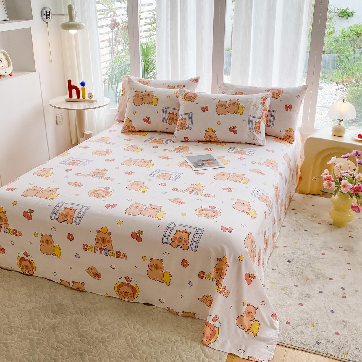 91家纺网 家纺一手货源 找家纺 一电 2025新款卡通床单单件被单学生宿舍被罩三件套单人儿童上下床床单-第五批 卡皮巴拉