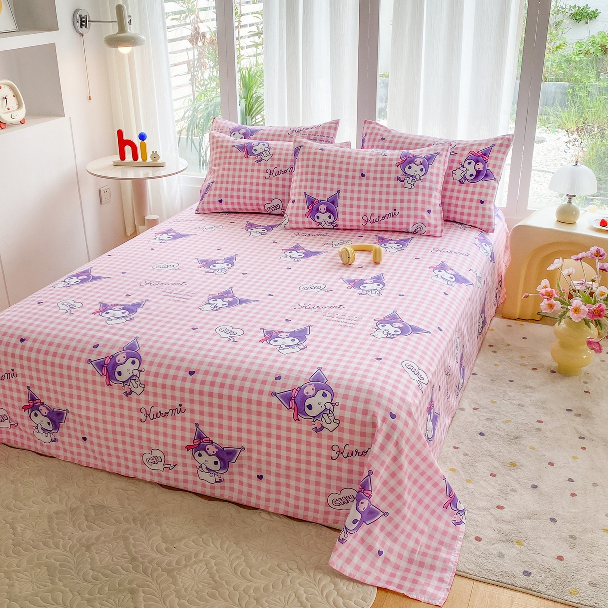 91家纺网 家纺一手货源 找家纺 一电 2025新款卡通床单单件被单学生宿舍被罩三件套单人儿童上下床床单-第五批 欢乐库洛米