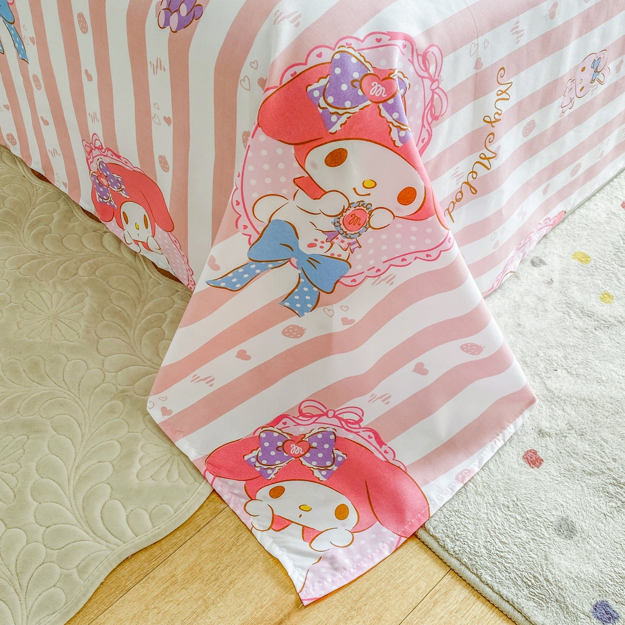 91家纺网 家纺一手货源 找家纺 一电 2025新款卡通床单单件被单学生宿舍被罩三件套单人儿童上下床床单-第五批 田园美乐蒂