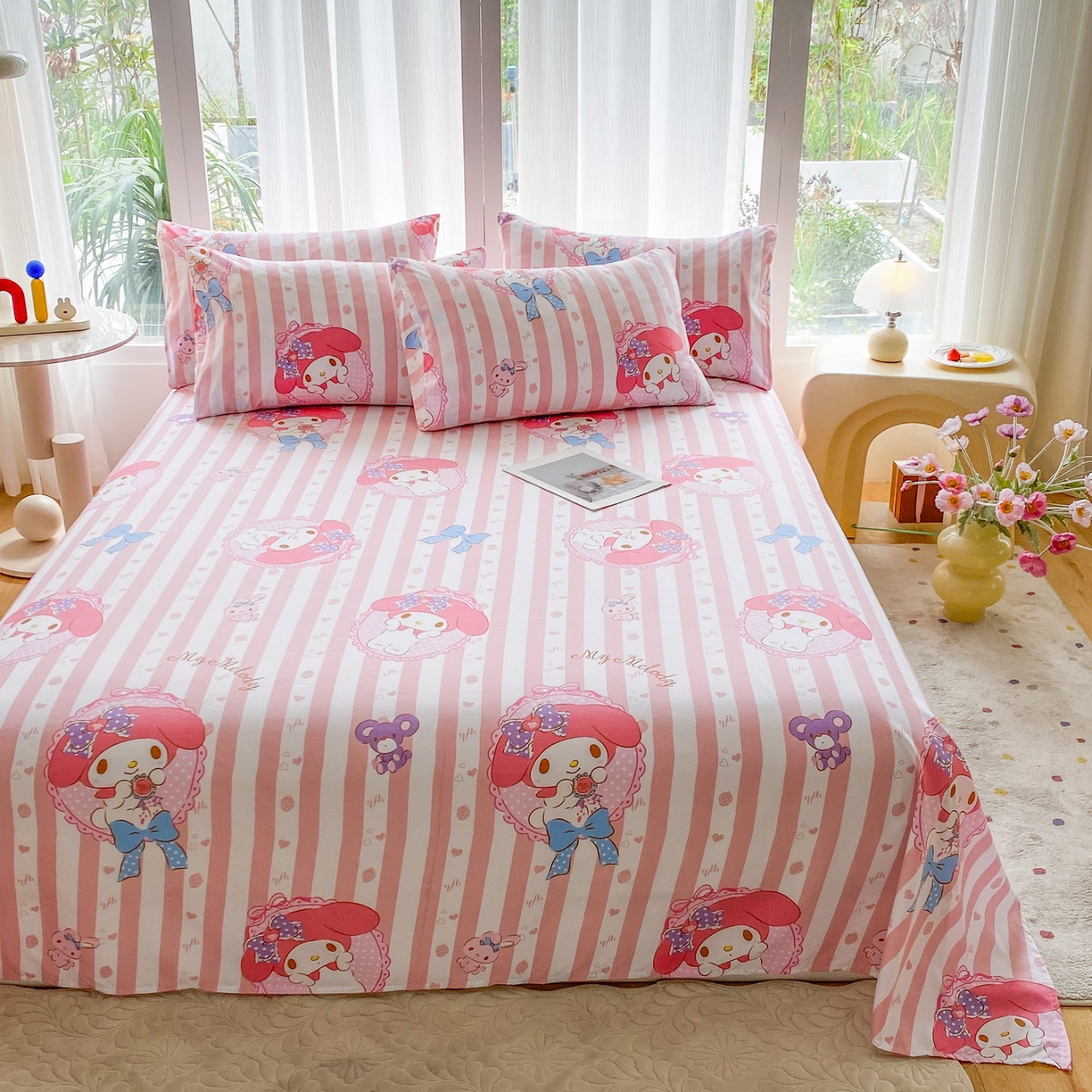 91家纺网 家纺一手货源 找家纺 一电 2025新款卡通床单单件被单学生宿舍被罩三件套单人儿童上下床床单-第五批 田园美乐蒂