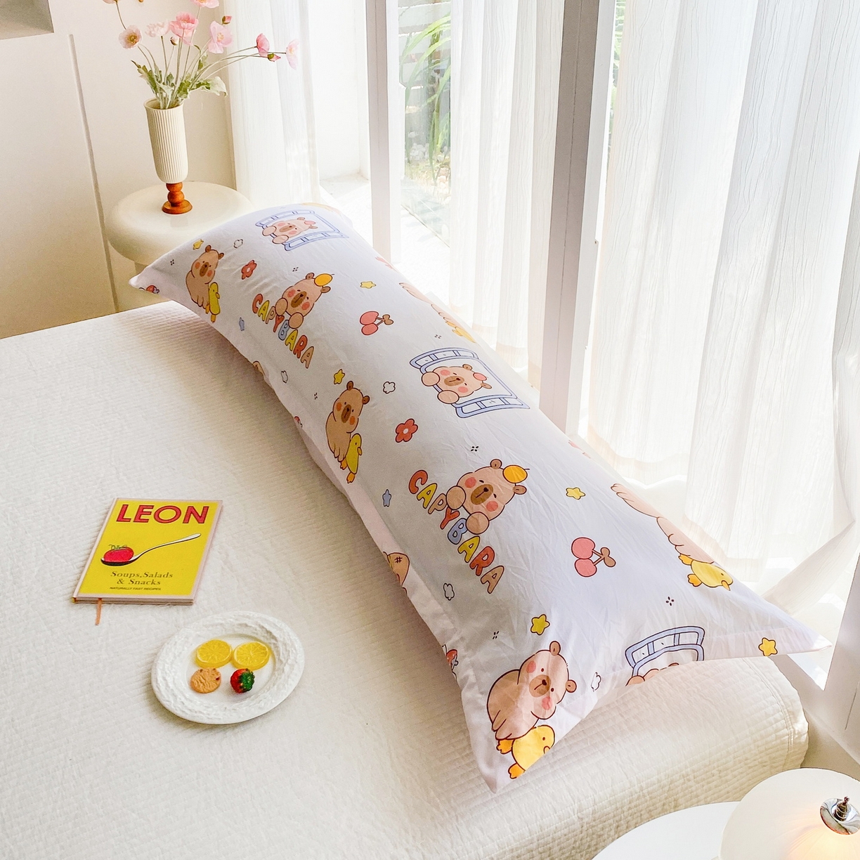 91家纺网 家纺一手货源 找家纺 一电 2025新款卡通A类水洗棉麻单人单层枕头套亲肤双人枕套 卡皮巴拉