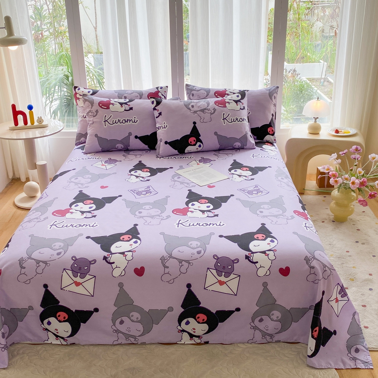 91家纺网 家纺一手货源 找家纺 一电 2025新款卡通床单单件被单学生宿舍被罩三件套单人儿童上下床床单-第五批 爱心库洛米