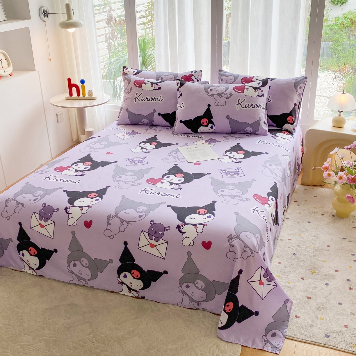 91家纺网 家纺一手货源 找家纺 一电 2025新款卡通床单单件被单学生宿舍被罩三件套单人儿童上下床床单-第五批 爱心库洛米