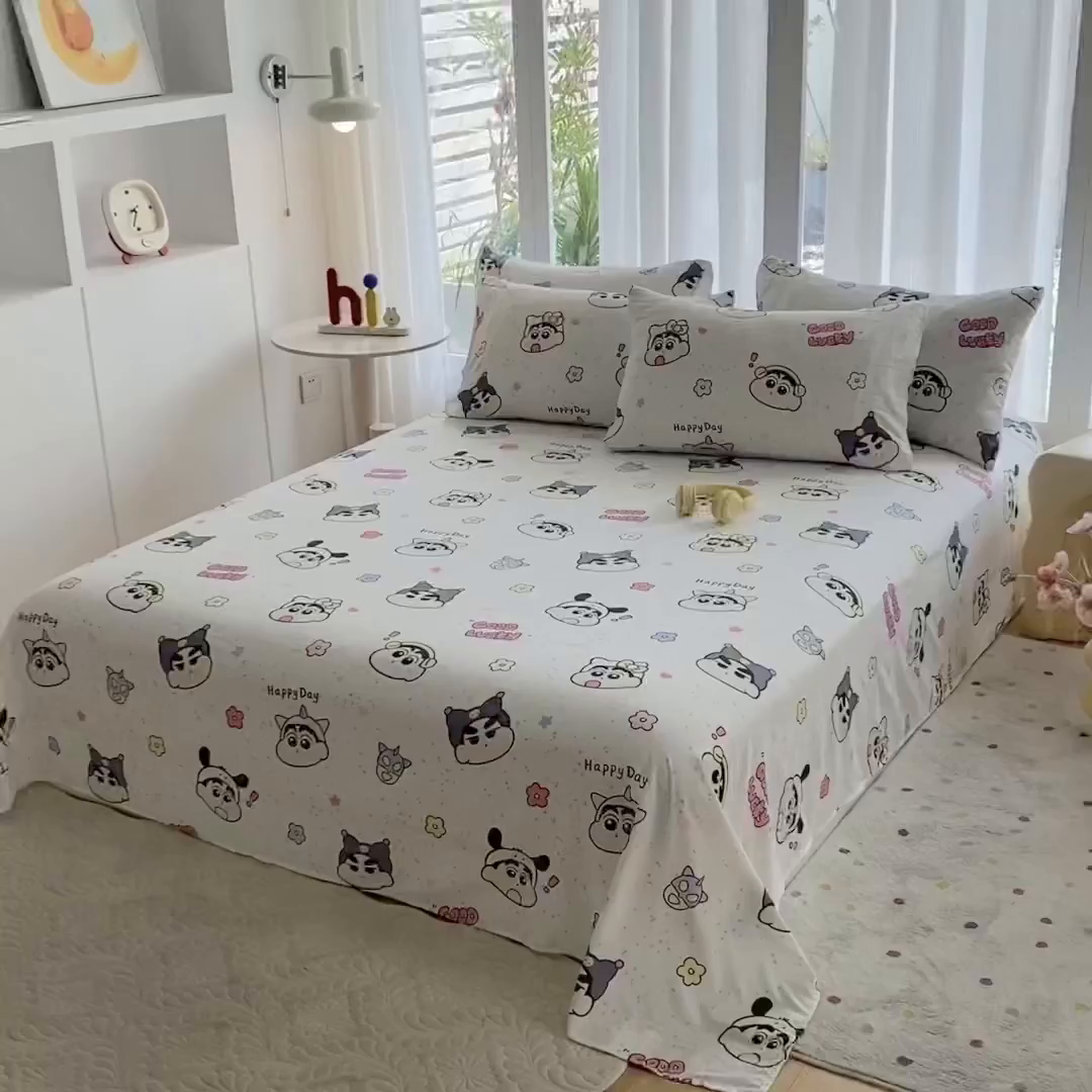 91家纺网 家纺一手货源 找家纺 一电 2025新款卡通床单单件被单学生宿舍被罩三件套单人儿童上下床床单-第五批 快乐少年