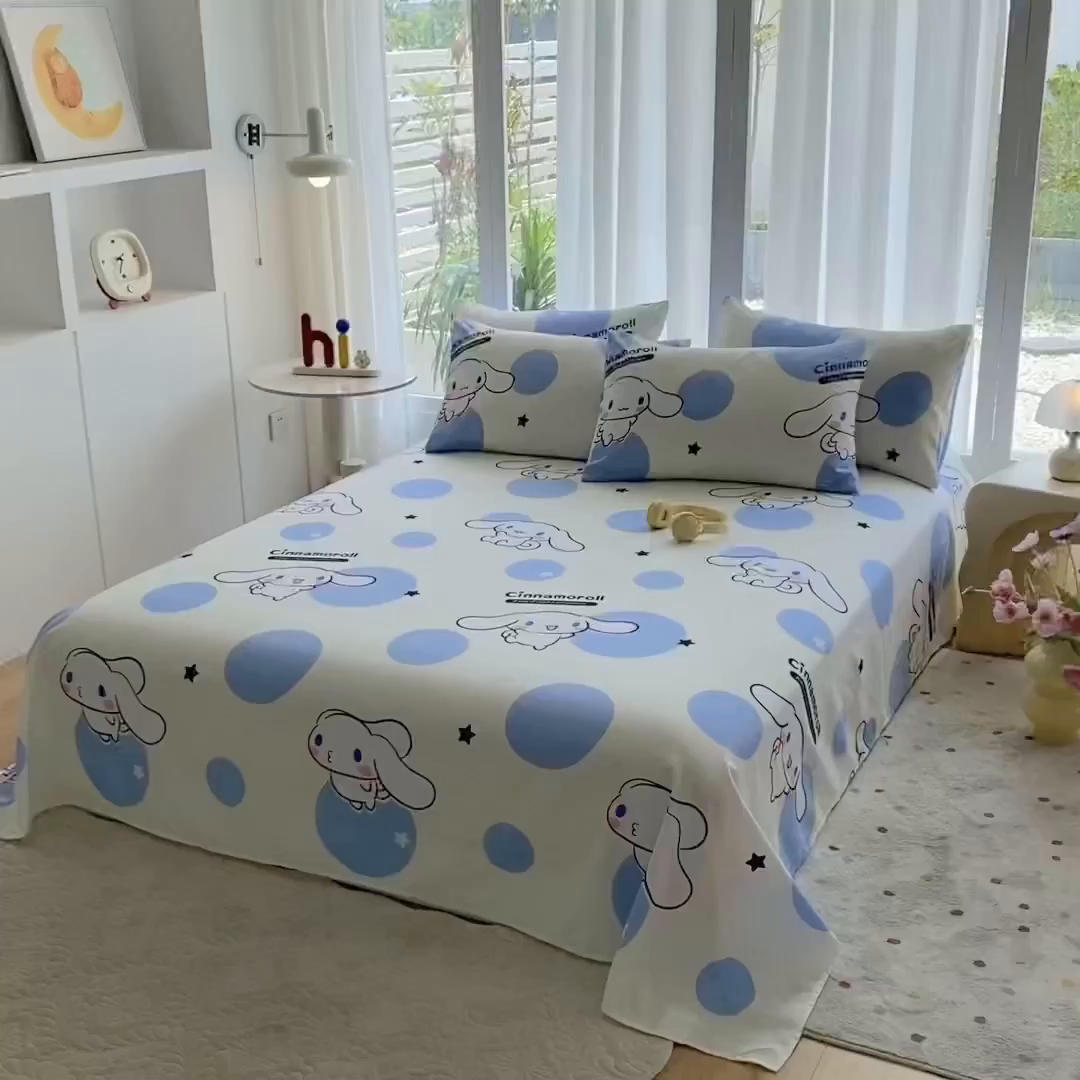91家纺网 家纺一手货源 找家纺 一电 2025新款卡通床单单件被单学生宿舍被罩三件套单人儿童上下床床单-第五批 圈圈玉桂狗