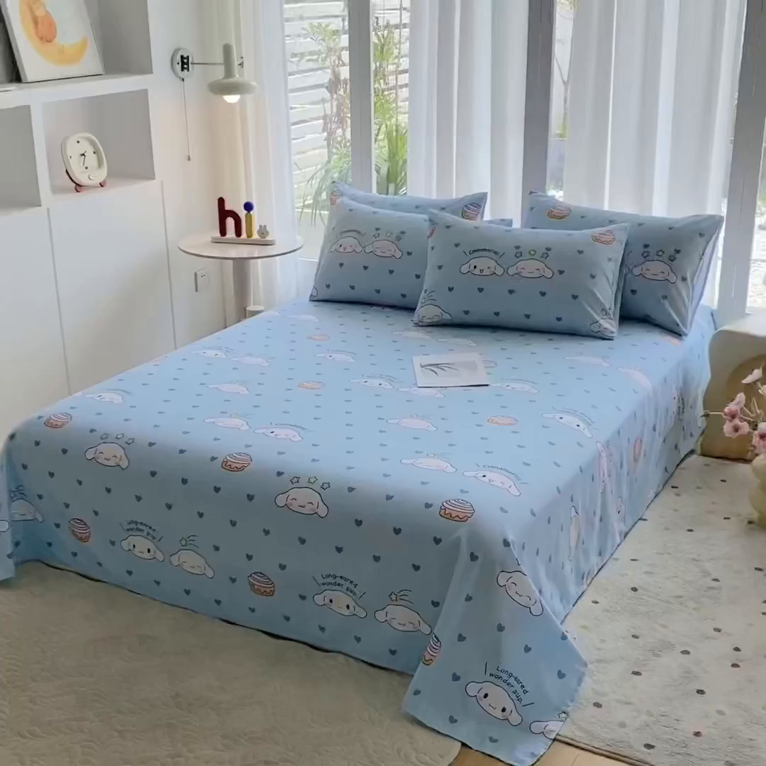 91家纺网 家纺一手货源 找家纺 一电 2025新款卡通床单单件被单学生宿舍被罩三件套单人儿童上下床床单-第五批 星空玉桂狗