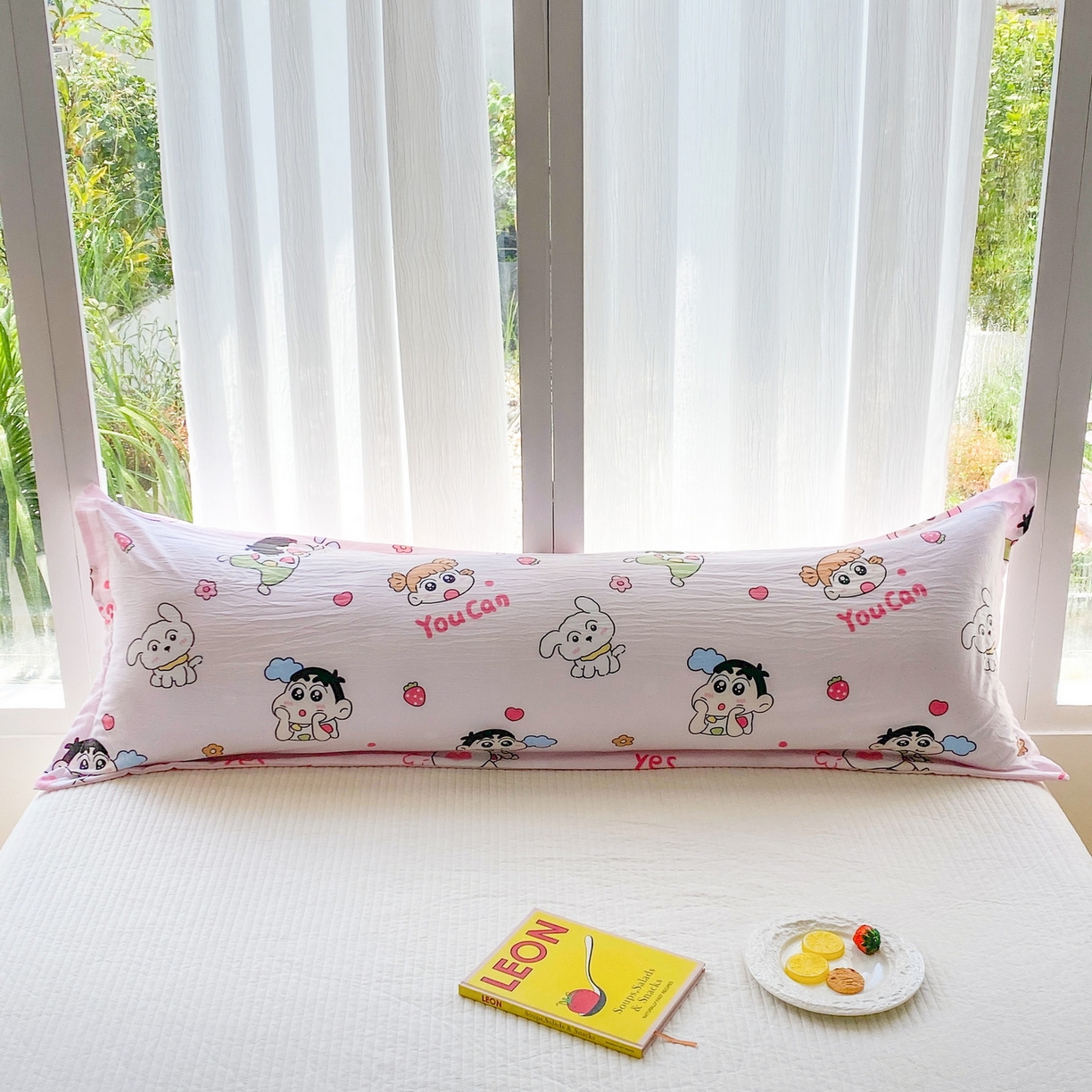 一电 2025新款卡通A类水洗棉麻单人单层枕头套亲肤双人枕套 你最棒