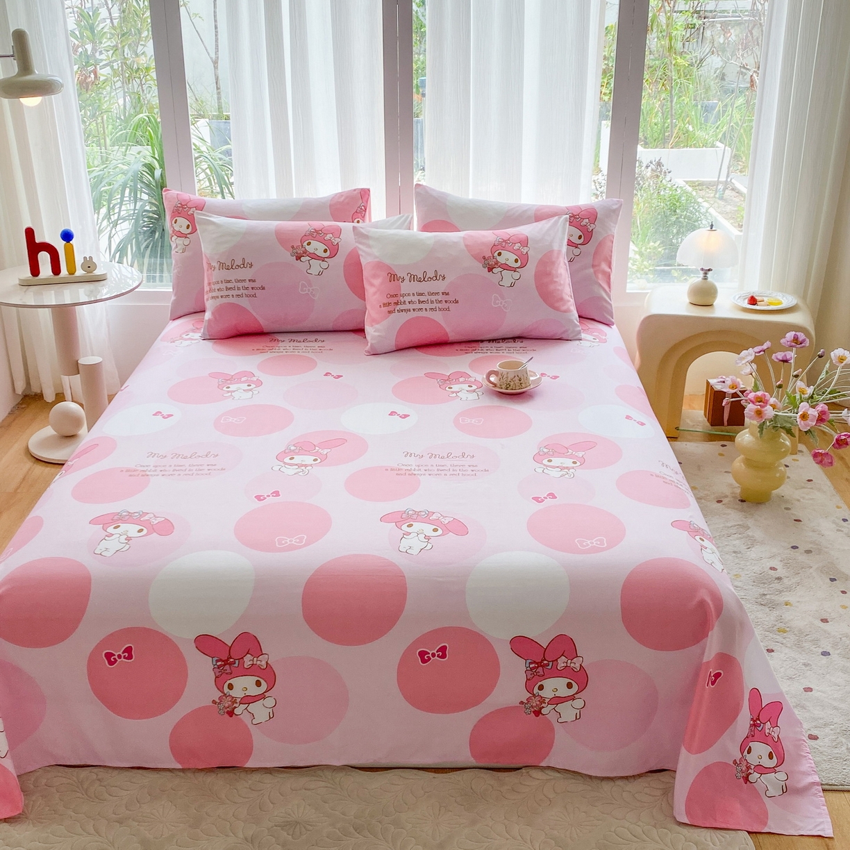 91家纺网 家纺一手货源 找家纺 一电 2025新款卡通床单单件被单学生宿舍被罩三件套单人儿童上下床床单-第五批 圈圈美乐蒂