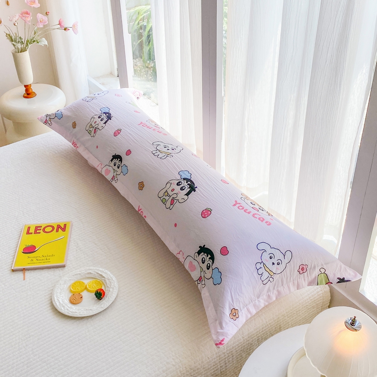 91家纺网 家纺一手货源 找家纺 一电 2025新款卡通A类水洗棉麻单人单层枕头套亲肤双人枕套 你最棒