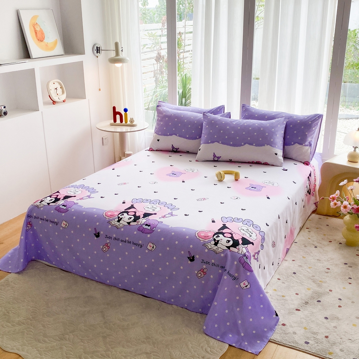 91家纺网 家纺一手货源 找家纺 一电 2025新款卡通床单单件被单学生宿舍被罩三件套单人儿童上下床床单-第五批 卡牌库洛米