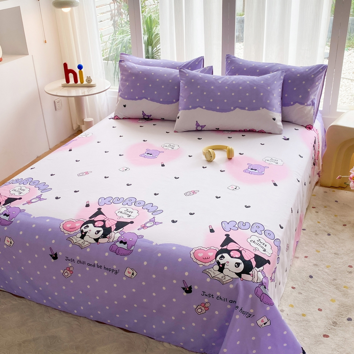 91家纺网 家纺一手货源 找家纺 一电 2025新款卡通床单单件被单学生宿舍被罩三件套单人儿童上下床床单-第五批 卡牌库洛米