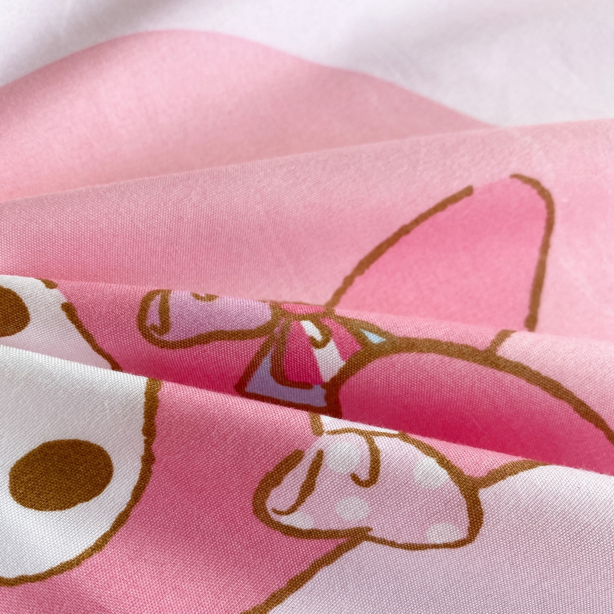 91家纺网 家纺一手货源 找家纺 一电 2025新款卡通A类水洗棉麻单人单层枕头套亲肤双人枕套 圈圈美乐蒂