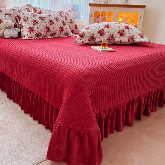 91家纺网 家纺一手货源 找家纺 梵克保罗 2025秋冬新款印花牛奶绒床盖炕垫炕盖四件套-云裳 云裳-梨花落