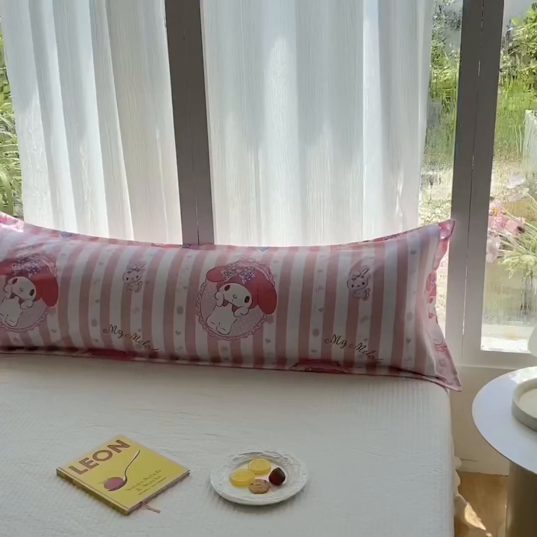 91家纺网 家纺一手货源 找家纺 一电 2025新款卡通A类水洗棉麻单人单层枕头套亲肤双人枕套 田园美乐蒂