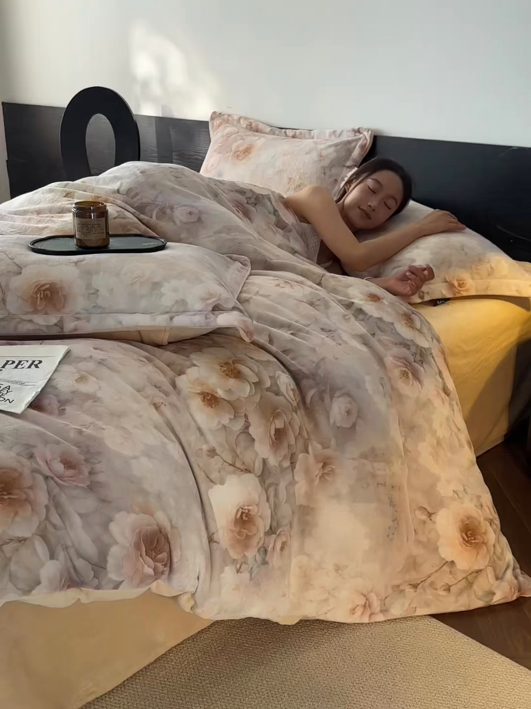 91家纺网 家纺一手货源 找家纺 寐绸家纺 2025秋冬新款230g牛奶绒数码印花四件套 数码四件套-花梦