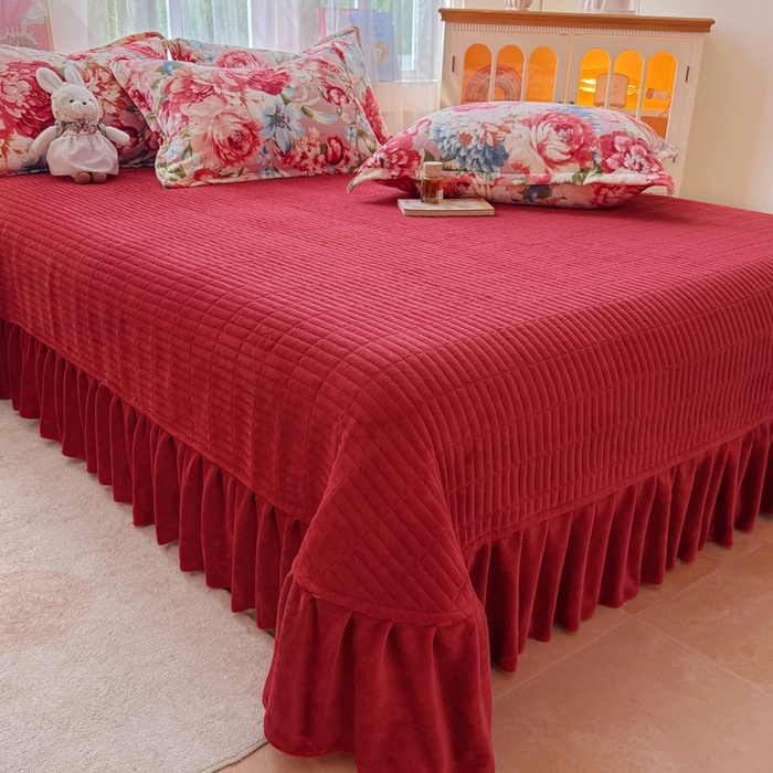 91家纺网 家纺一手货源 找家纺 梵克保罗 2025秋冬新款印花牛奶绒床盖炕垫炕盖四件套-云裳 云裳-牡丹倾城红