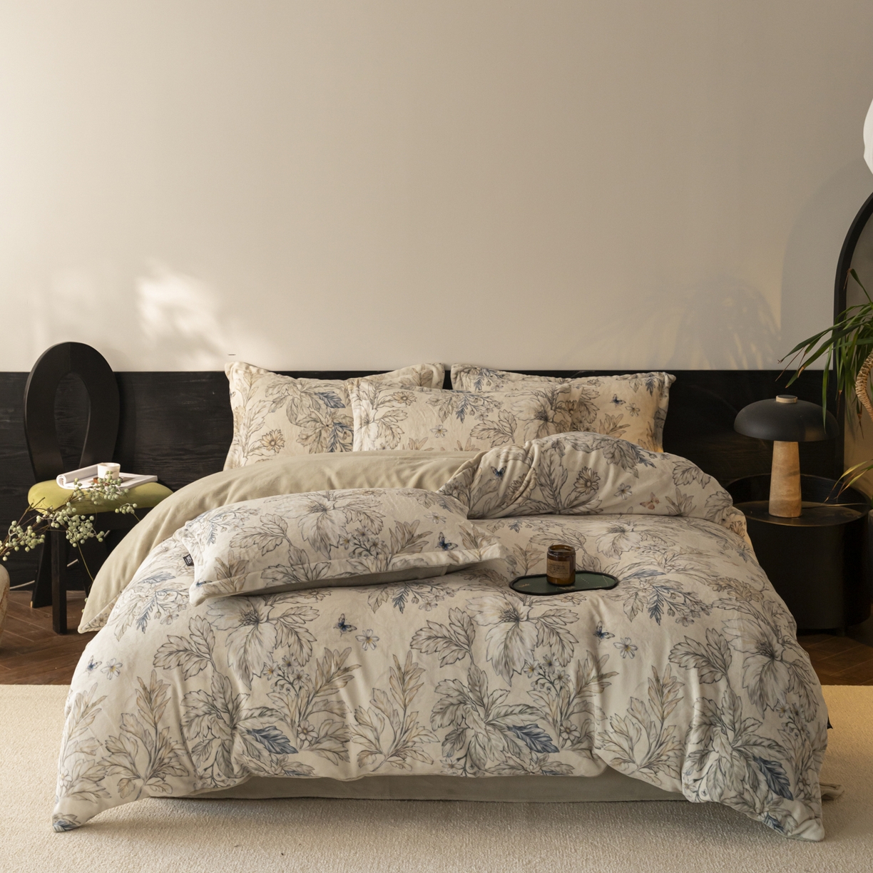 91家纺网 家纺一手货源 找家纺 寐绸家纺 2025秋冬新款230g牛奶绒数码印花四件套 数码四件套-芊芊如意