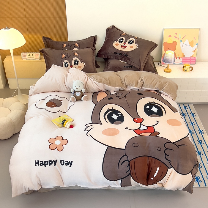 91家纺网 家纺一手货源 找家纺 （总）福来临家纺 2025牛奶绒大版卡通四件套