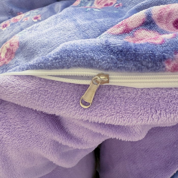 91家纺网 家纺一手货源 找家纺 梵克保罗 2025秋冬新款印花牛奶绒床盖炕垫炕盖四件套-云裳 云裳-紫藤花