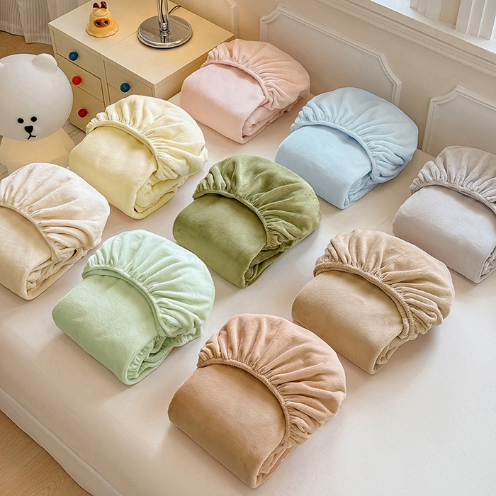 91家纺网 家纺一手货源 找家纺 （总）大元 2025新款200g纯色牛奶绒单床笠单床单