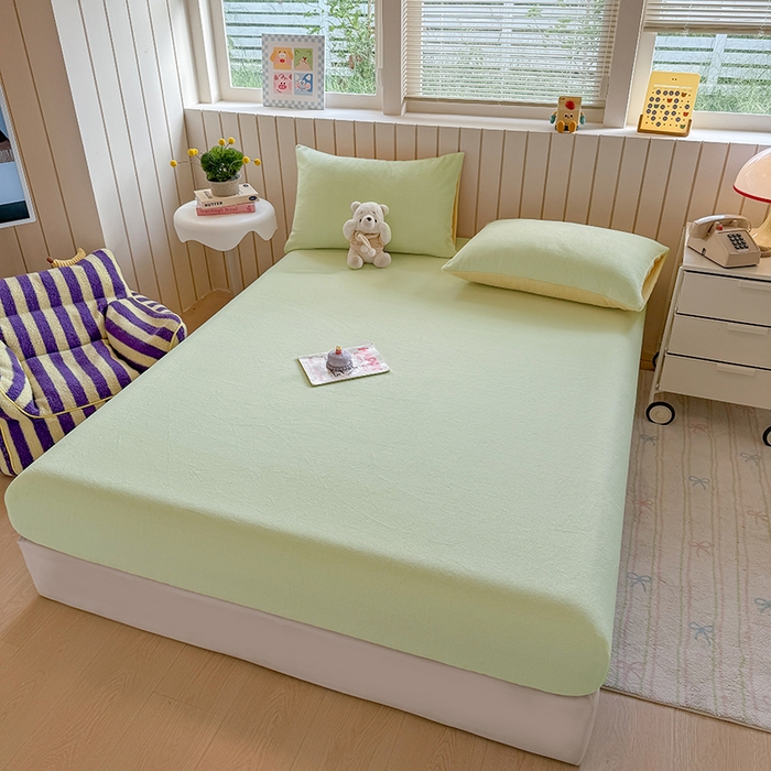 91家纺网 家纺一手货源 找家纺 大元 2025新款200g纯色牛奶绒单床笠单床单 薄荷绿