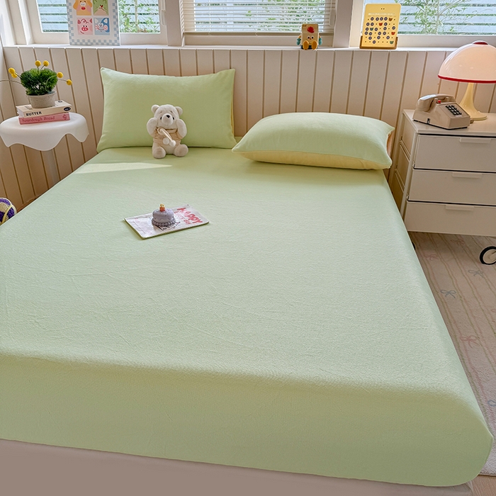 91家纺网 家纺一手货源 找家纺 大元 2025新款200g纯色牛奶绒单床笠单床单 薄荷绿