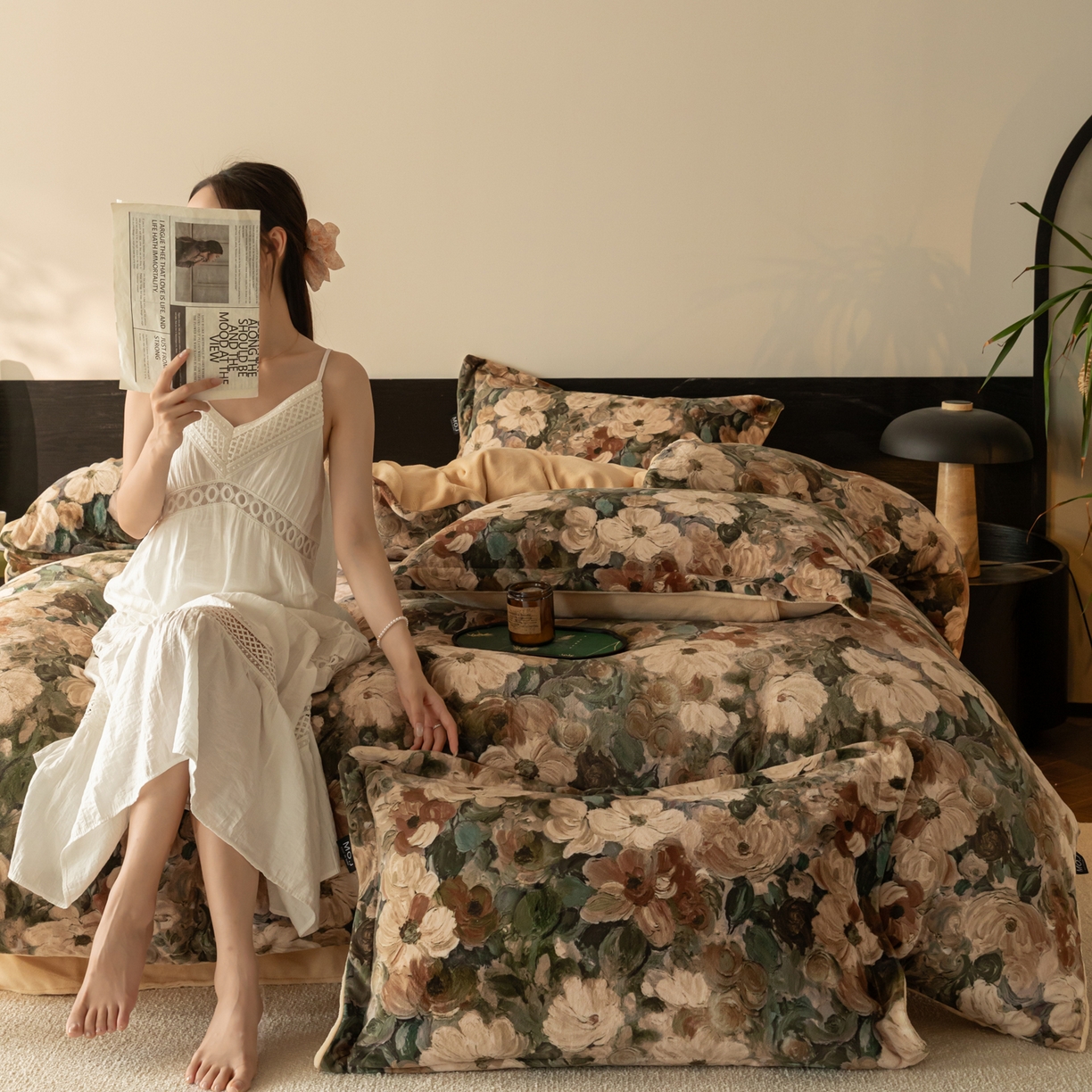 91家纺网 家纺一手货源 找家纺 寐绸家纺 2025秋冬新款230g牛奶绒数码印花四件套 数码四件套-绚丽花朵