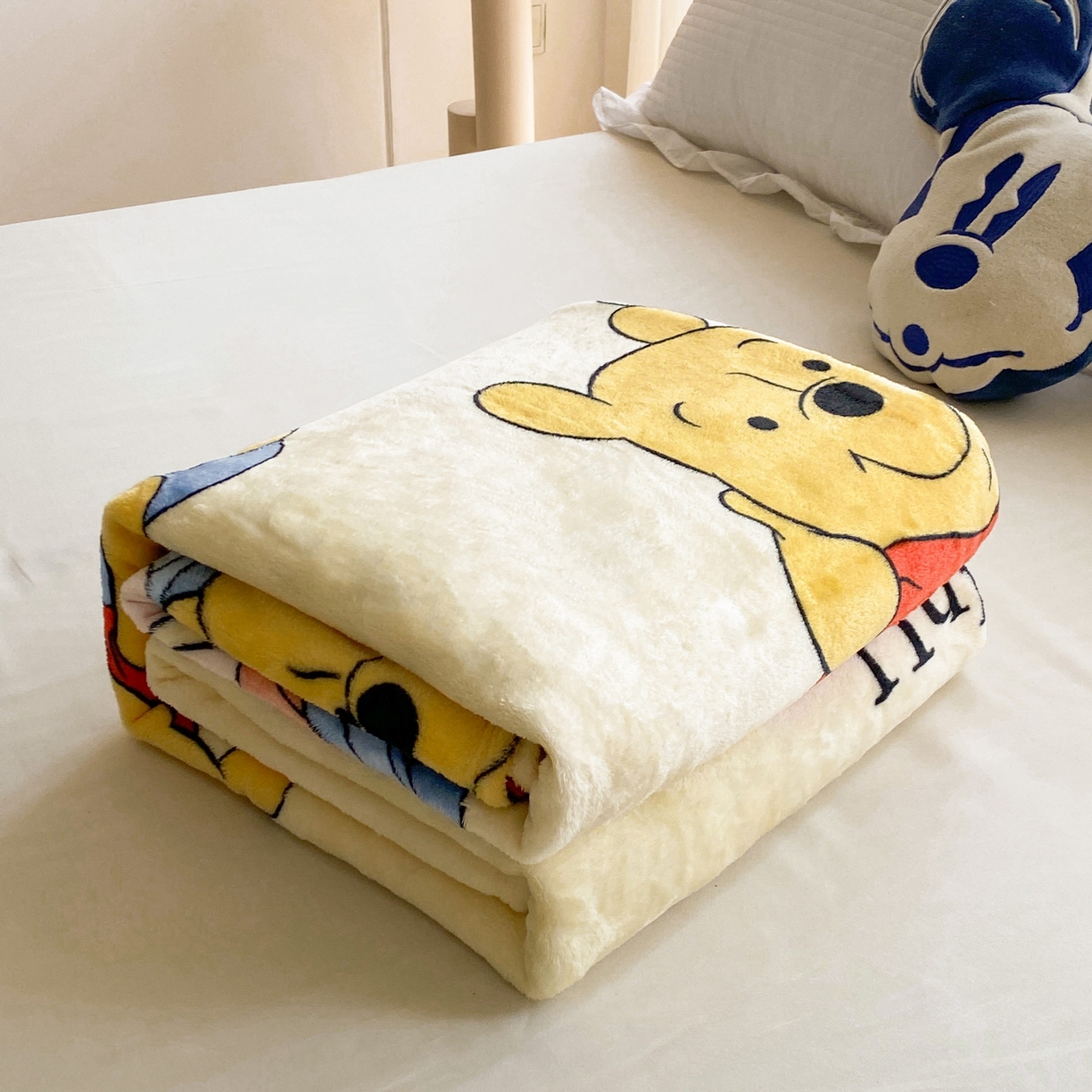 91家纺网 家纺一手货源 找家纺 一电 2025新款卡通高克重双面法莱绒毛毯四季盖毯 维尼聚友
