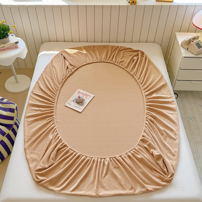 91家纺网 家纺一手货源 找家纺 大元 2025新款200g纯色牛奶绒单床笠单床单 奶茶咖