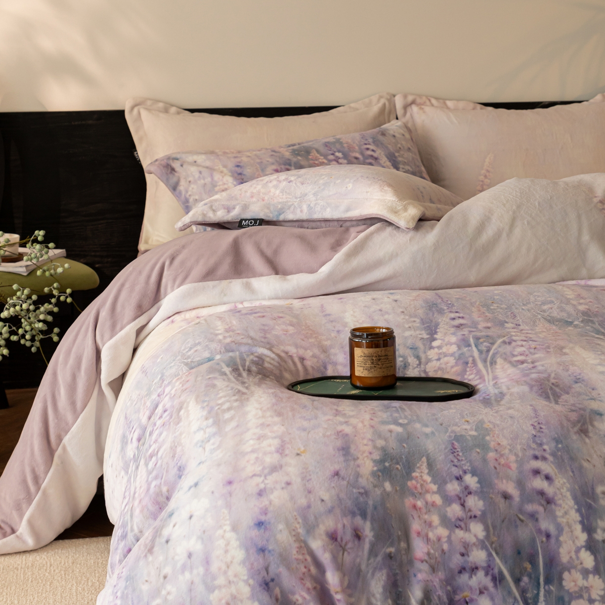 91家纺网 家纺一手货源 找家纺 寐绸家纺 2025秋冬新款230g牛奶绒数码印花四件套 数码四件套-薰衣草之恋