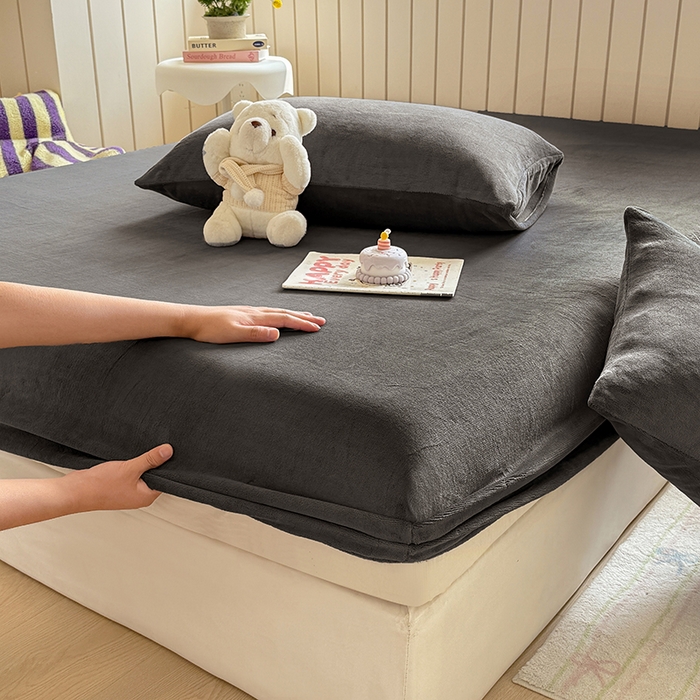 大元 2025新款200g纯色牛奶绒单床笠单床单 深灰