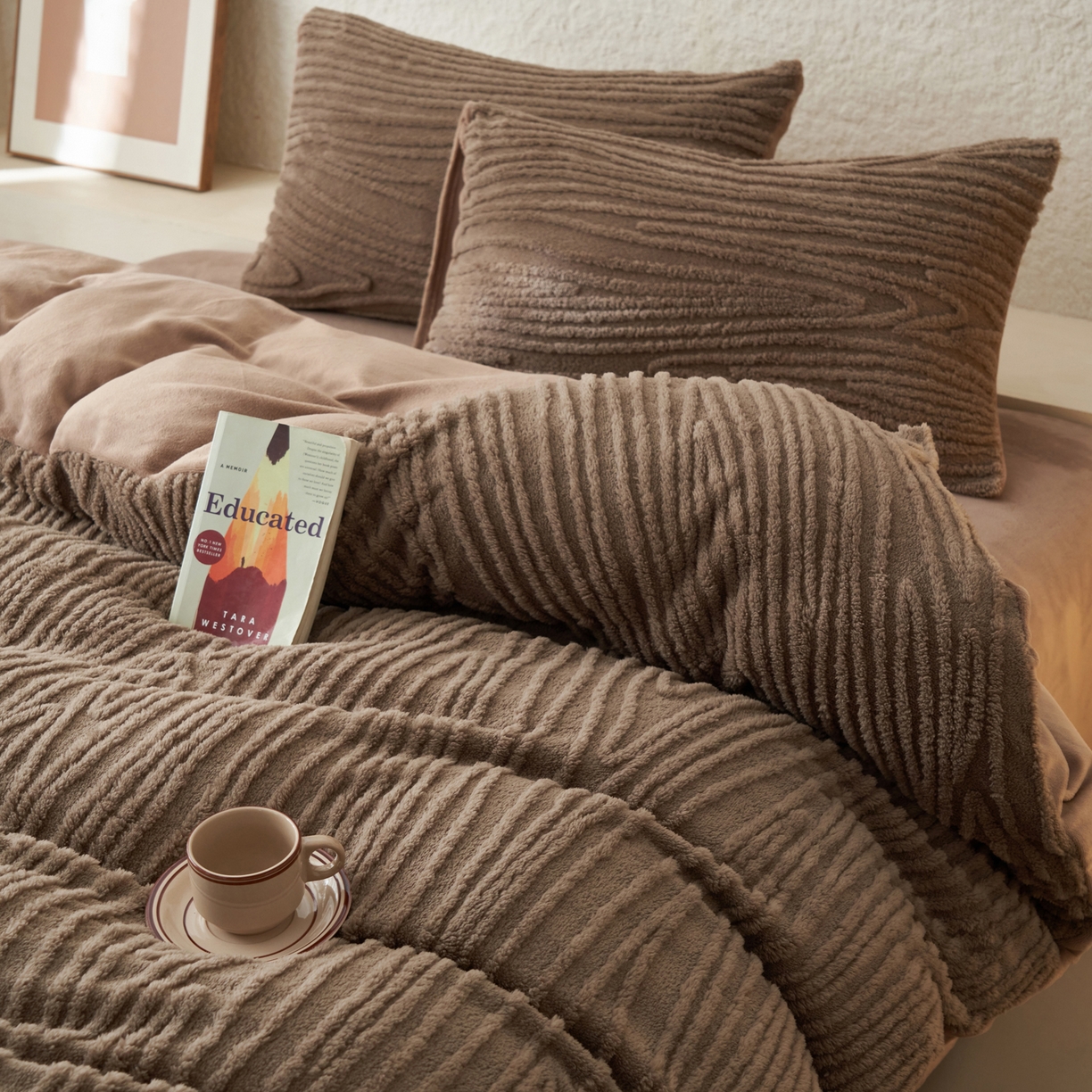 91家纺网 家纺一手货源 找家纺 （总）寐绸家纺 2025秋冬新款230g牛奶绒树纹提花四件套