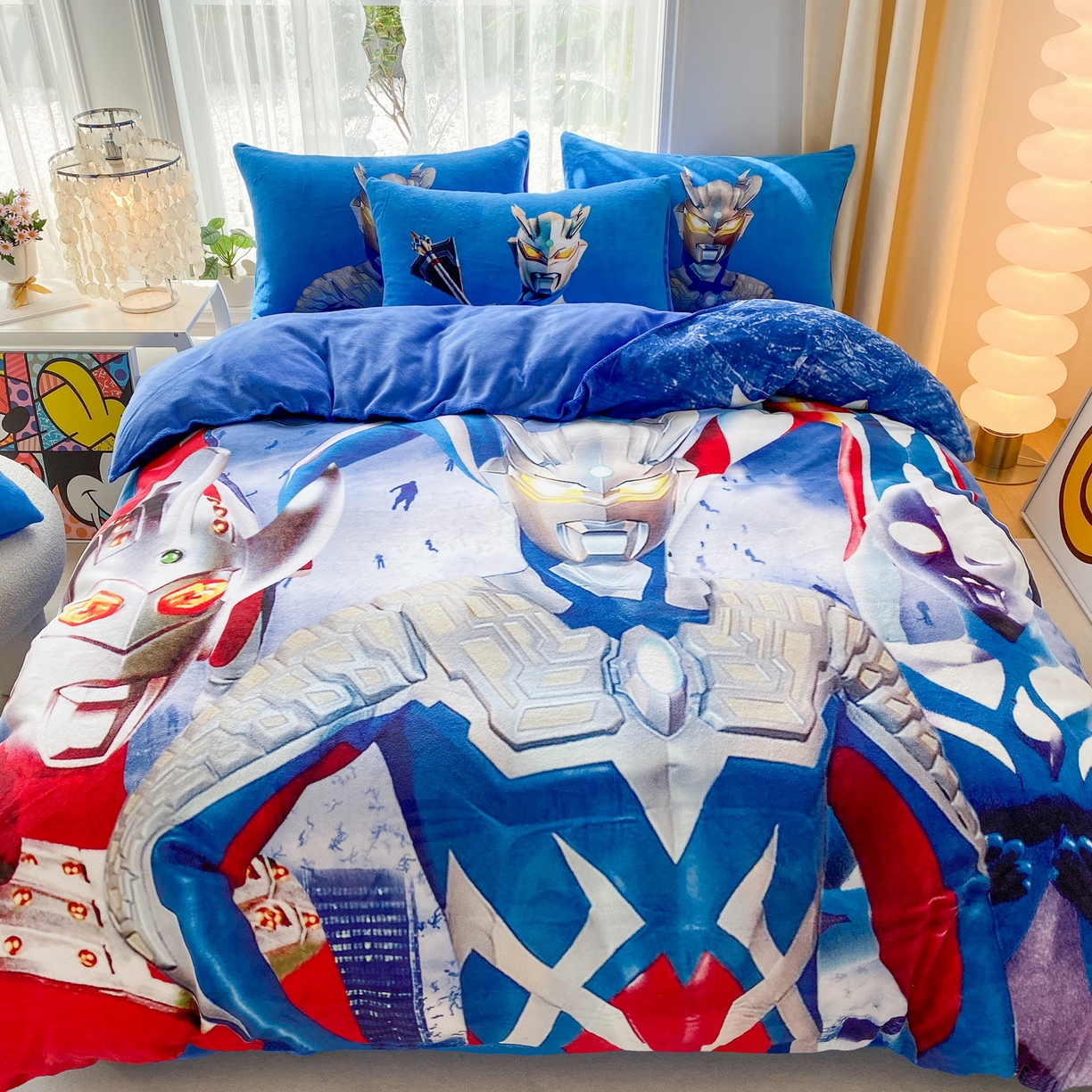 91家纺网 家纺一手货源 找家纺 一电 2025新款双面牛奶绒被套单件150x200儿童加厚法兰珊瑚绒被罩200x230冬季-第一批 奥特家族 (7)