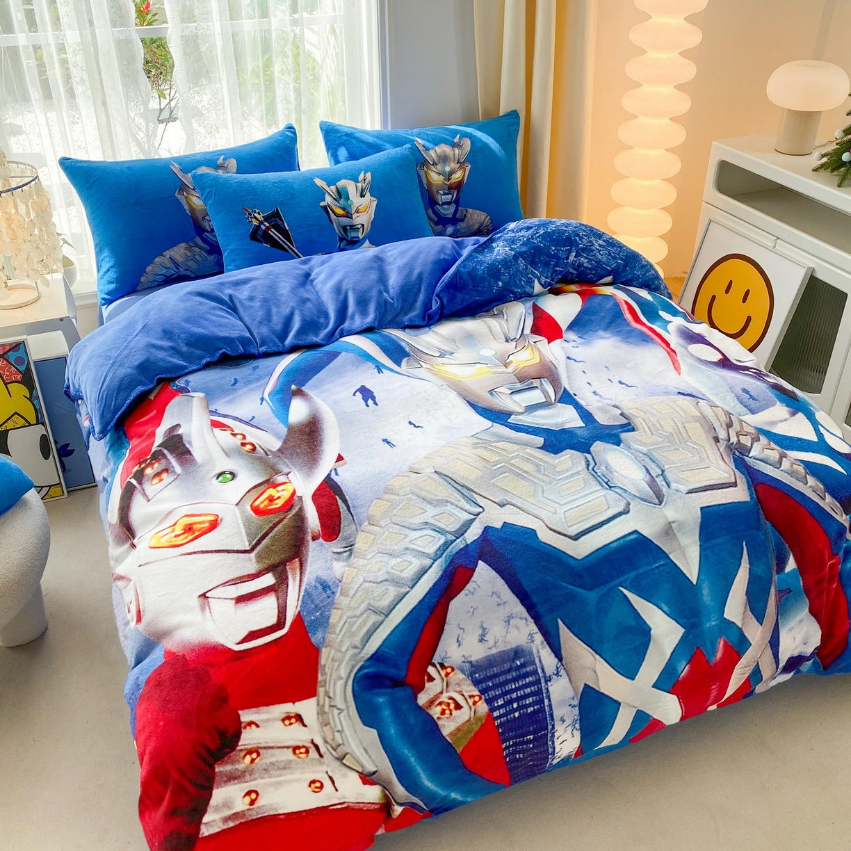 91家纺网 家纺一手货源 找家纺 一电 2025新款双面牛奶绒被套单件150x200儿童加厚法兰珊瑚绒被罩200x230冬季-第一批 奥特家族 (7)